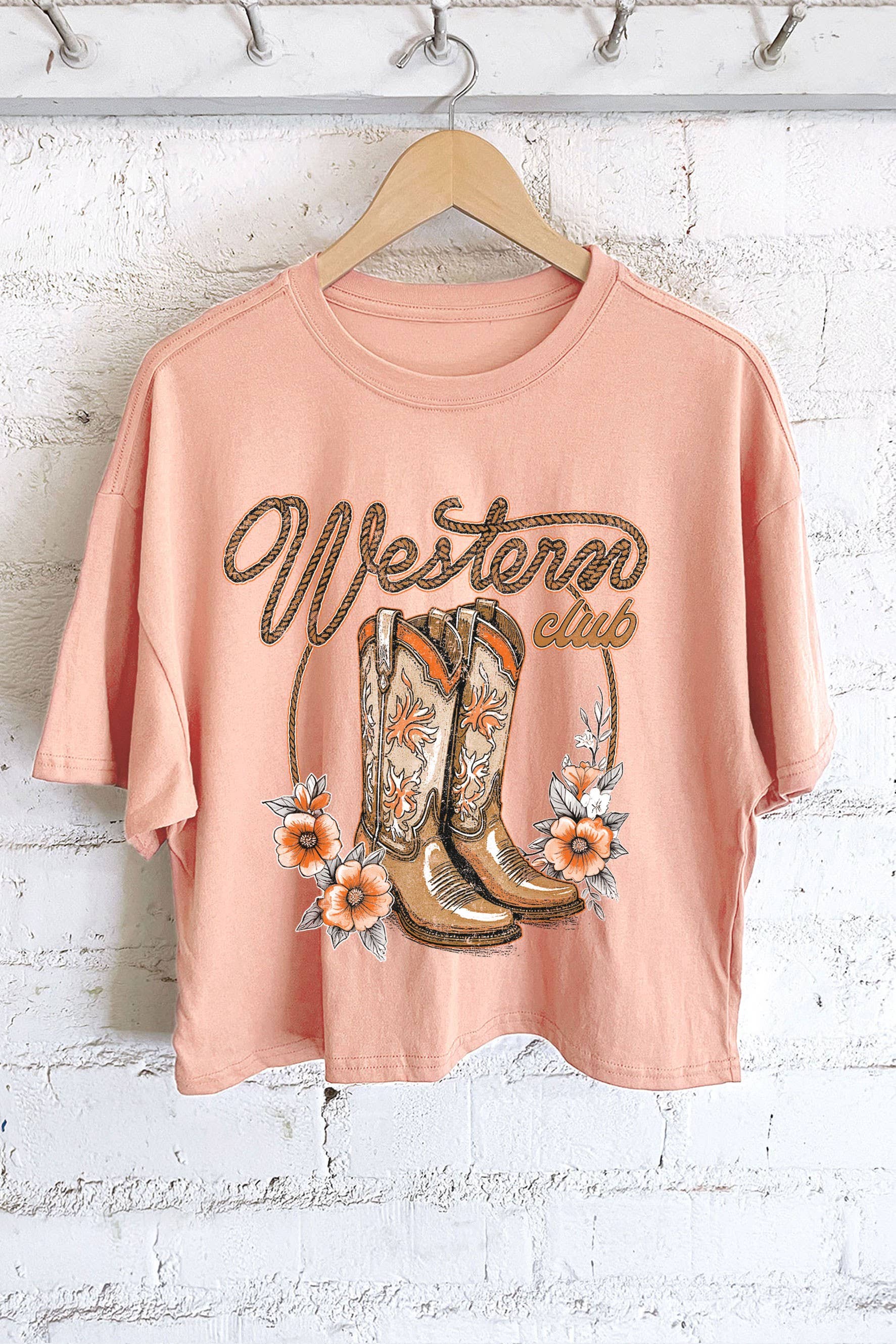 Western Club Boots Mineral Graphic Long Crop Top