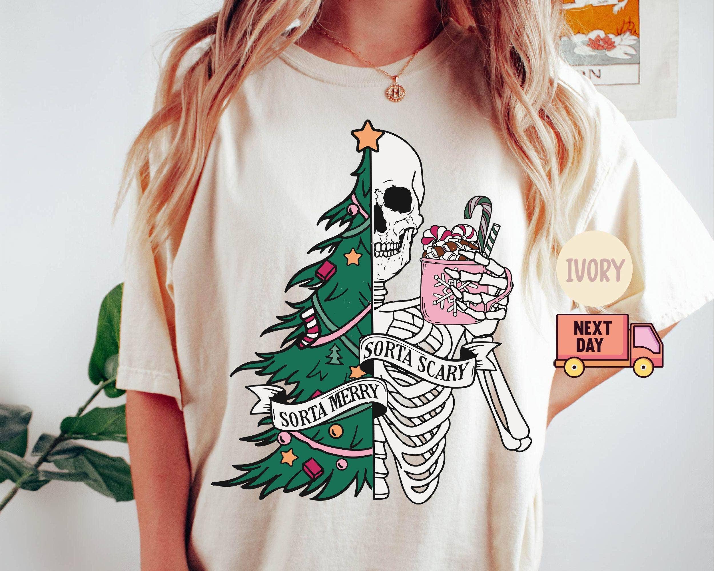 Spooky Skeleton Christmas Tee, Funny Holiday Shirt