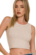 `.Ribbed Sleeveless Crop Tank