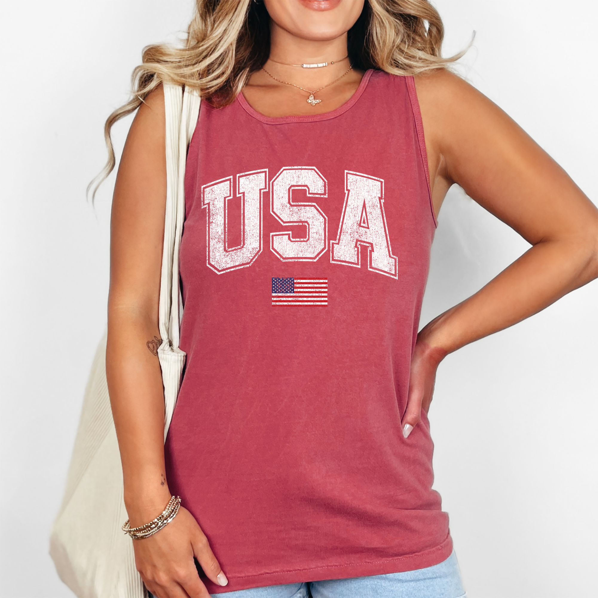 Vintage USA Flag, Fourth of July, America USA Tank Top