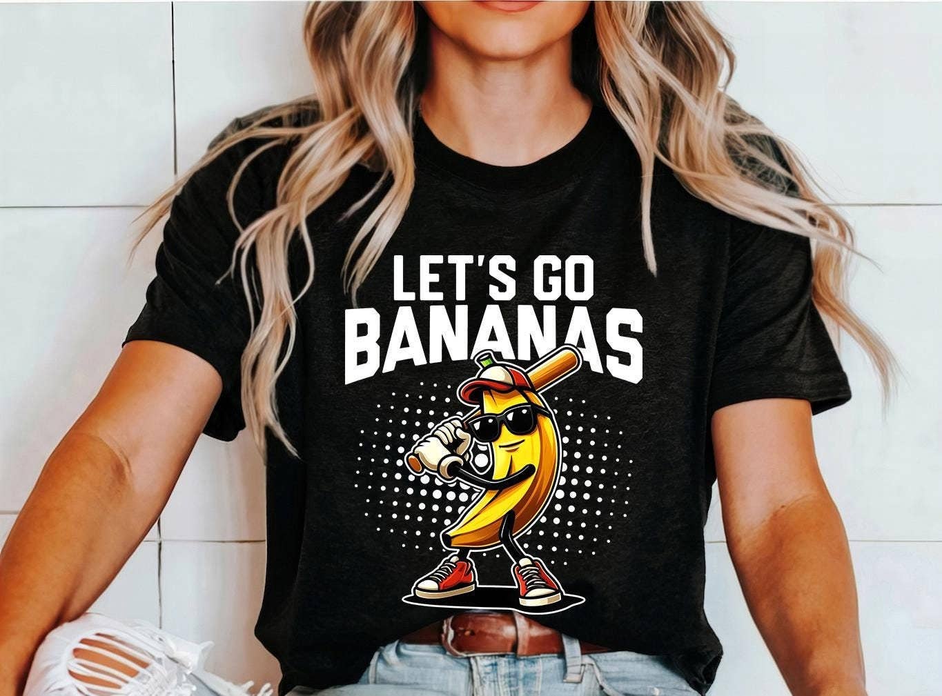 Funny Banana Baseball Tee For Sports Fans Let's Go Bananas