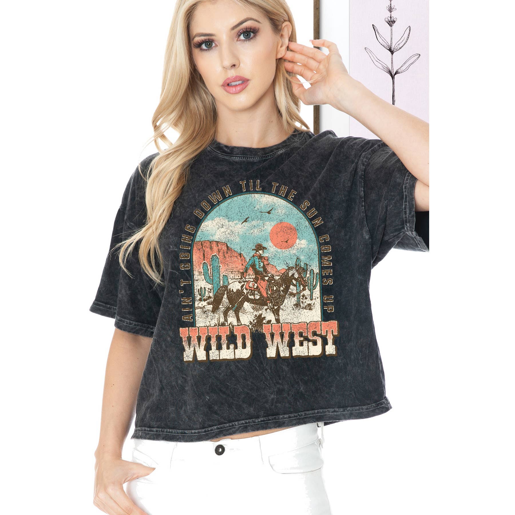Wild West Cowboy - Mineral Wash Cropped Top