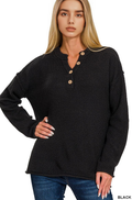 1028 4 Buttons Henley Neckline Basic Sweater SI-25492