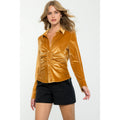 Velvet Button Up Long Sleeve Top