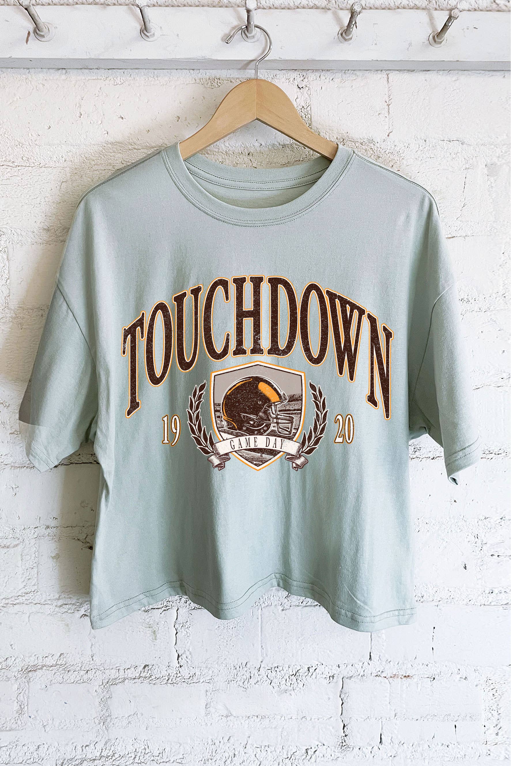 Touchdown Football Game Day Graphic Long Crop Top
