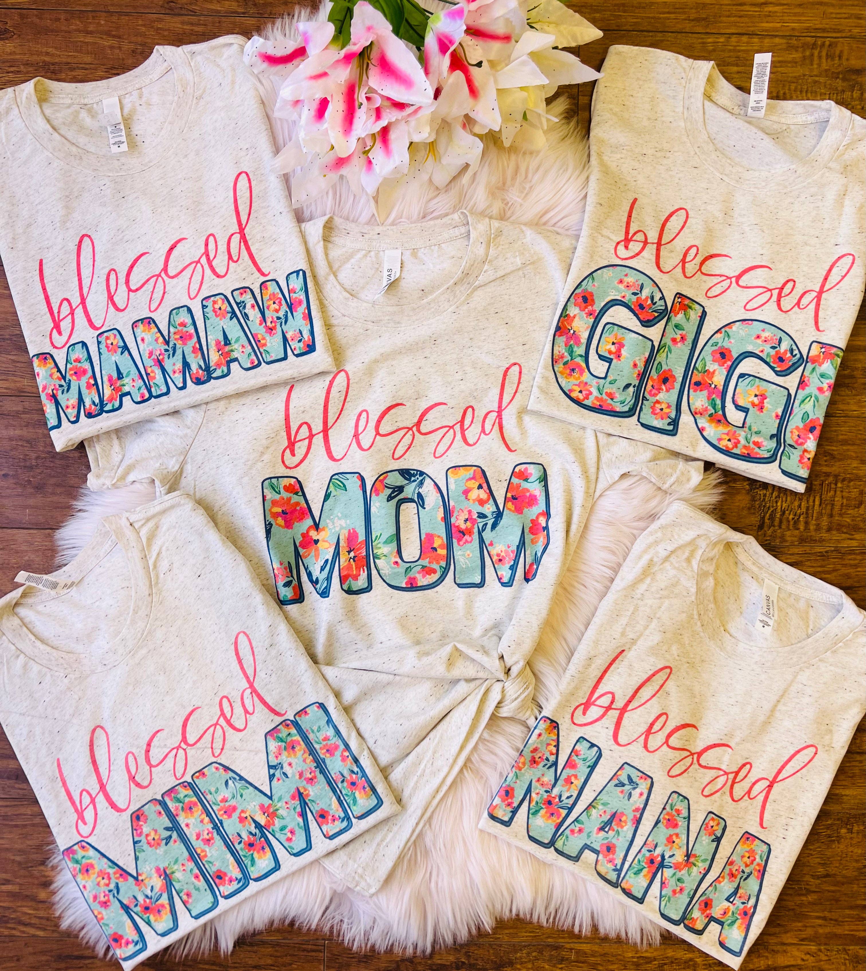 Blessed Floral Pick Your Name Tees