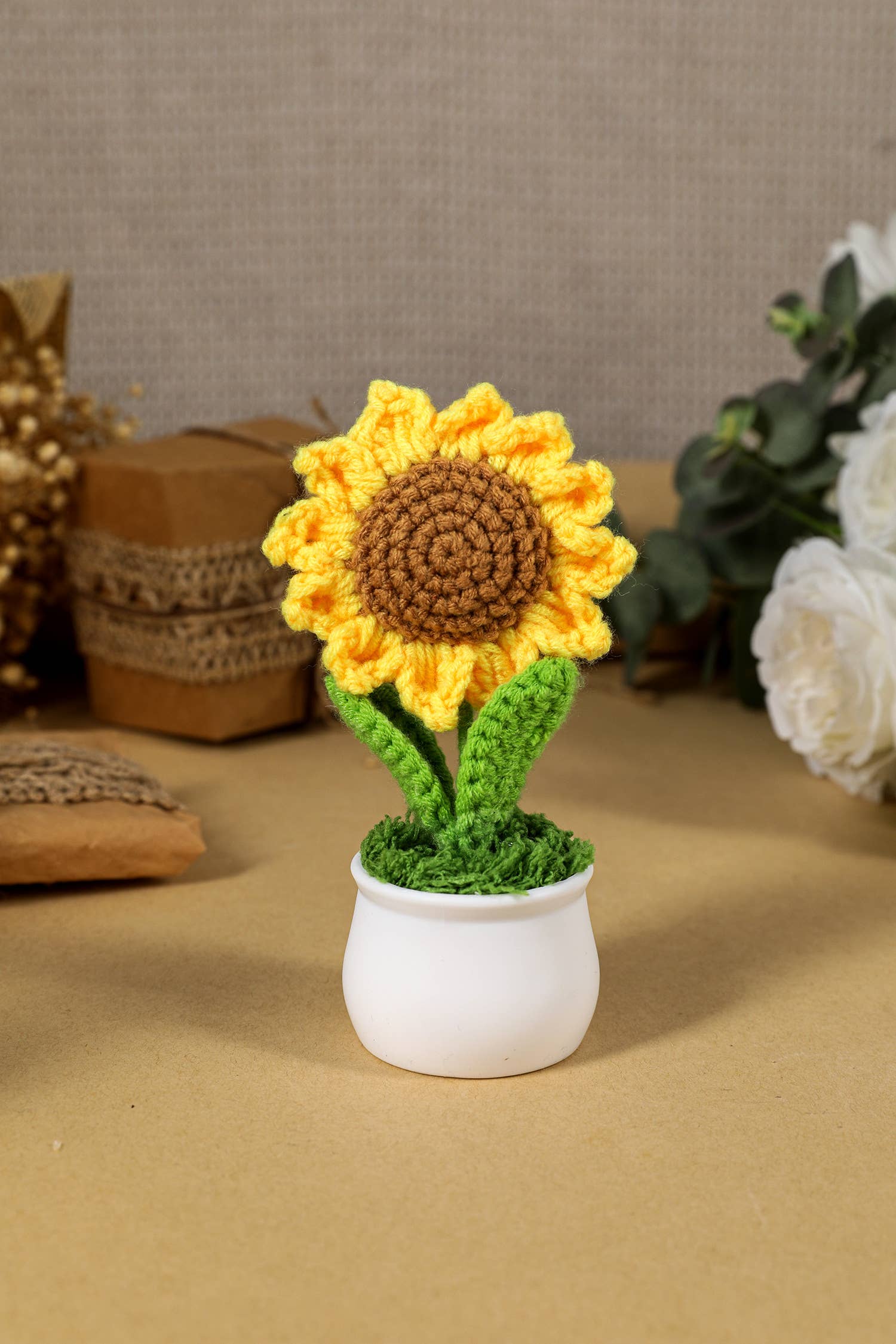 Crochet Sunflower Potted Home Decoration