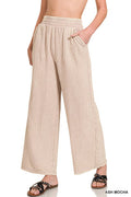 ".._ Washed Gauze Frayed Hem Pants