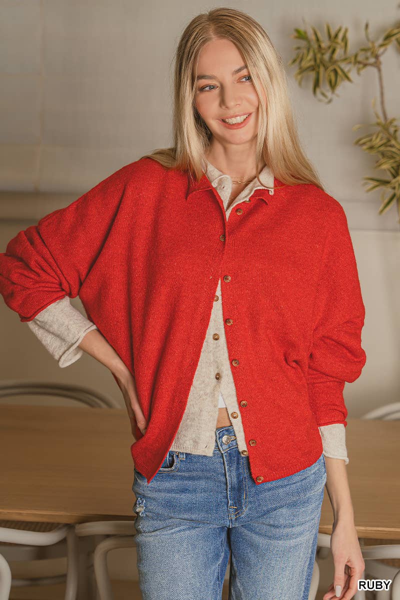 0127 Collared Button Down Cardigan Sweater SI-29437