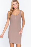 ..SI-22894 Slim Fit Sleeveless Lettuce Rib Mini Dress