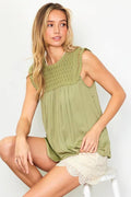 Sleeveless Knitted Lace Detail Top