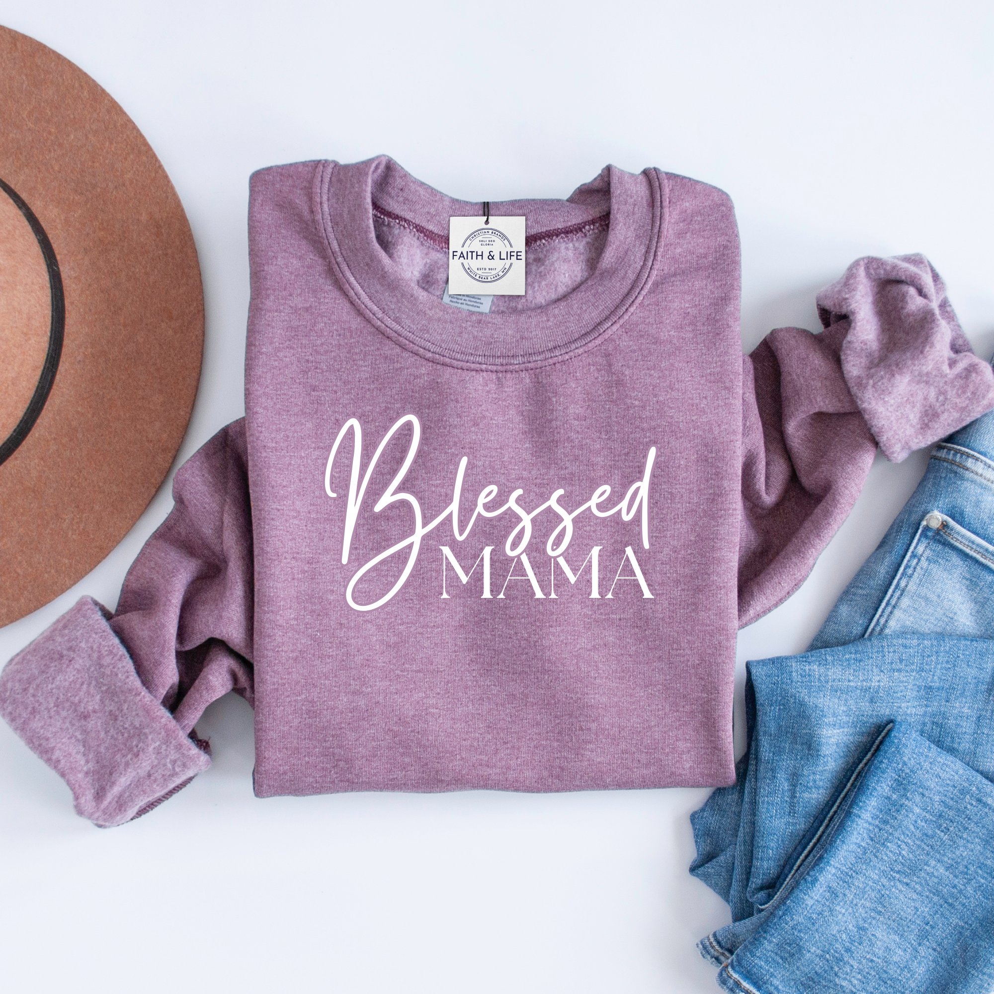 Blessed Mama Mothers Day Christian Crewneck Sweatshirt