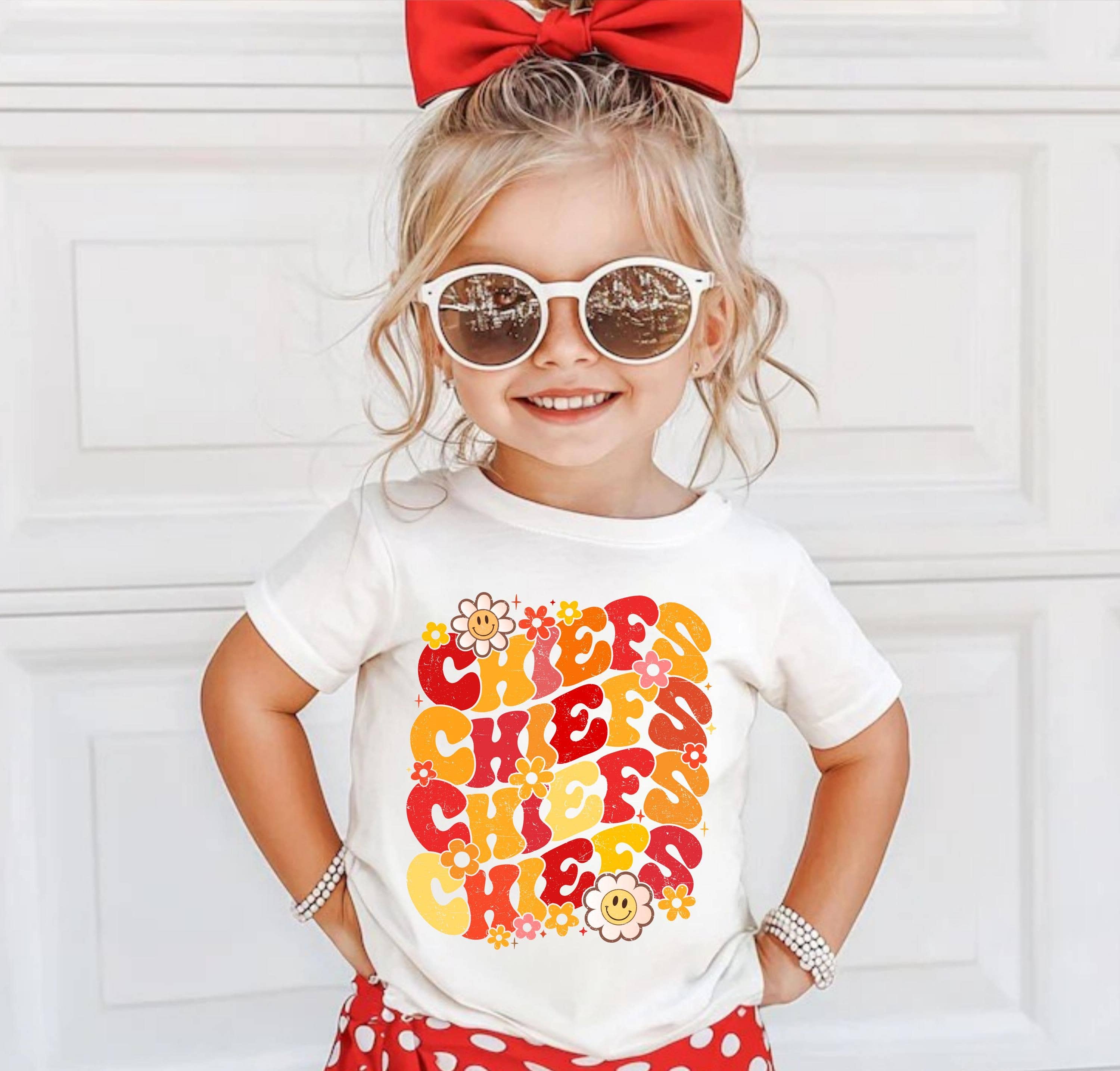Vintage Floral Kc Chiefs Toddler Football Shirt