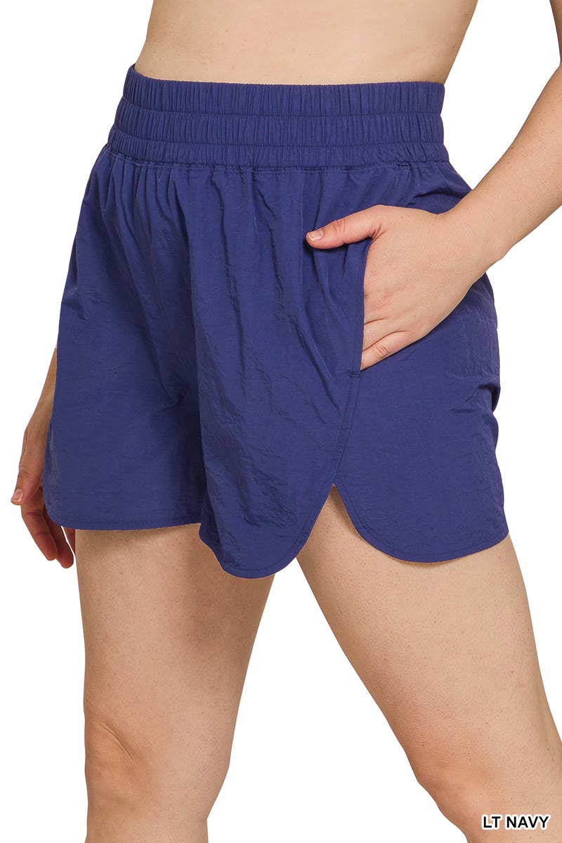 0827 Plus Windbreaker Smocked Waistband Running Shorts SI-27320