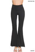 SC183140 Raw Edge Hem Flare Yoga Pants