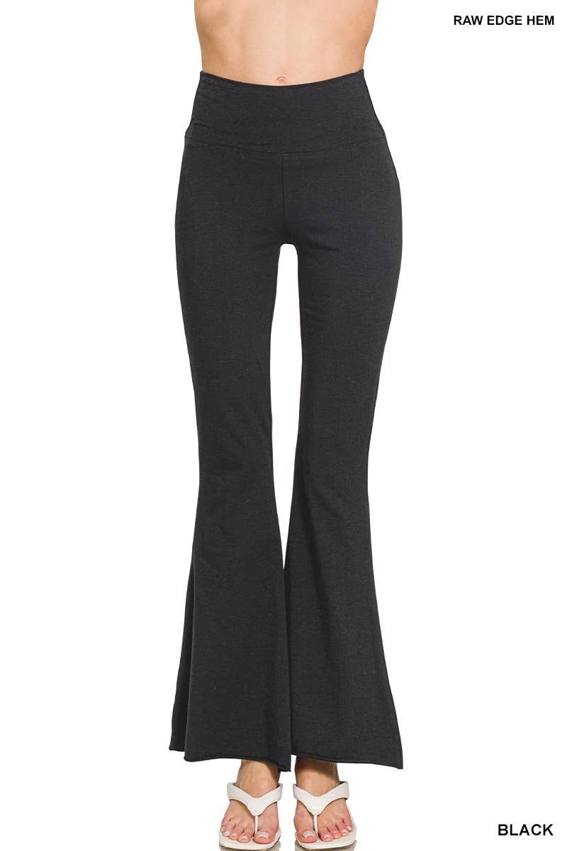 SC183140 Raw Edge Hem Flare Yoga Pants