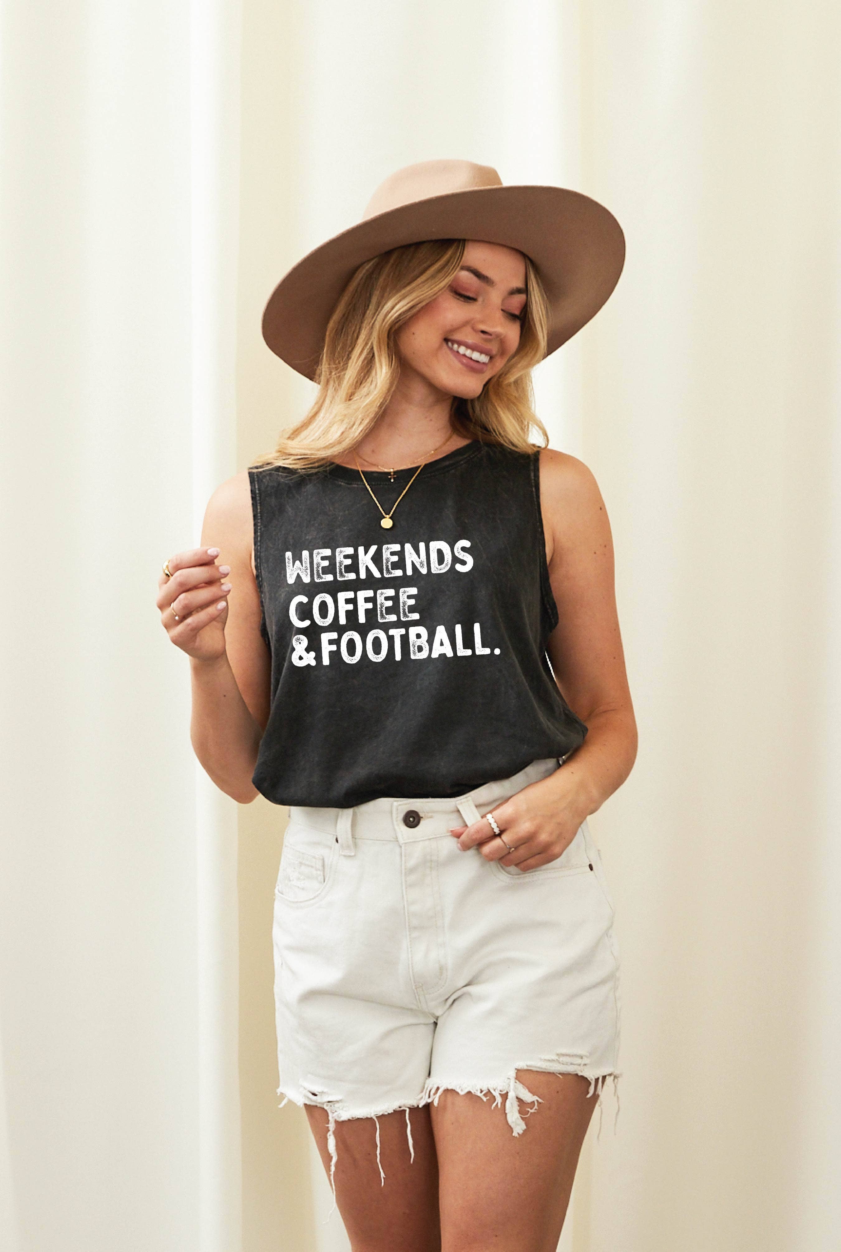 Weekends Coffee and Football  Mineral Graphic Tank Top