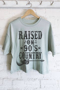 Raised On 90's Country Graphic Long Crop Top