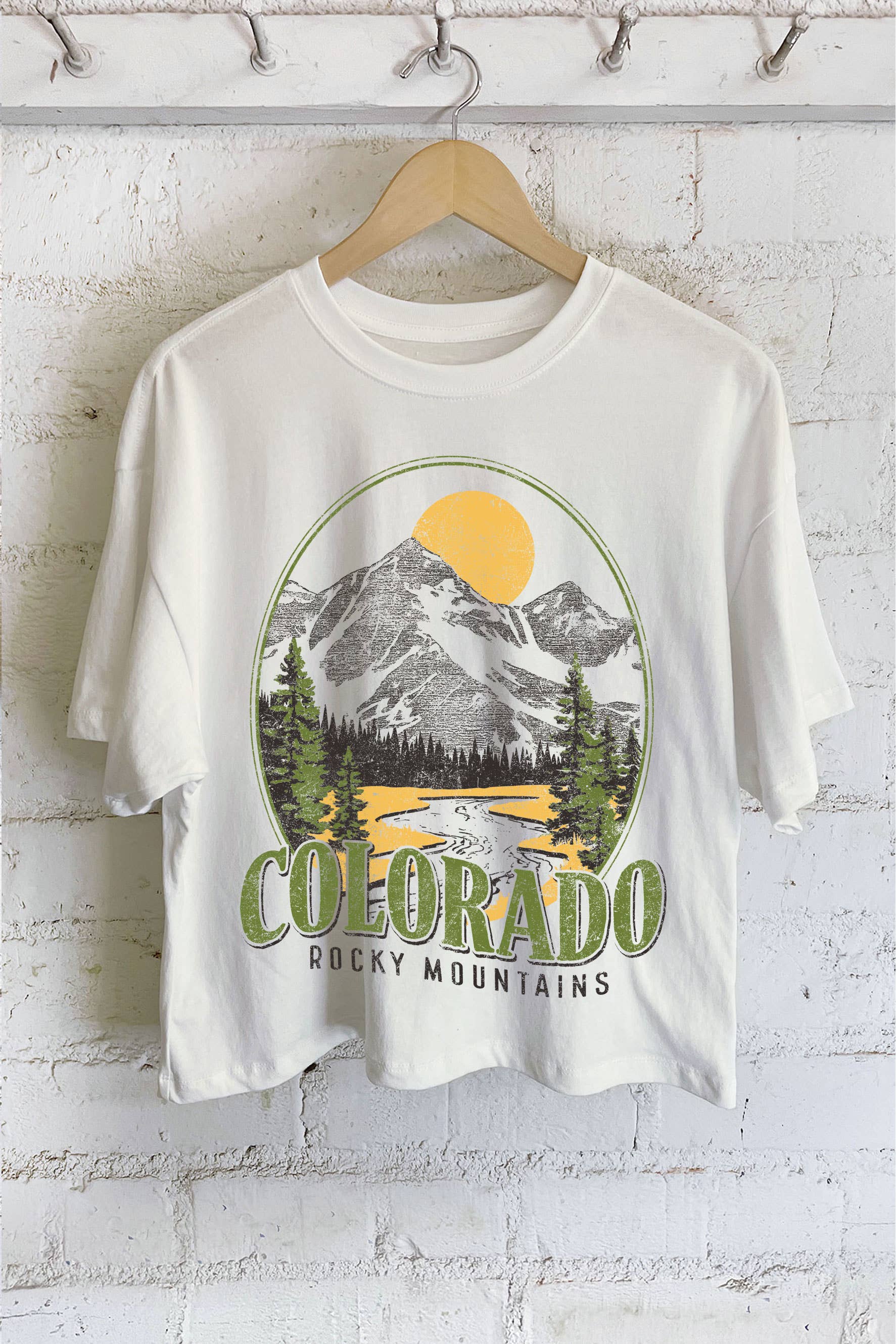 Colorado Mountains Graphic Long Crop Top