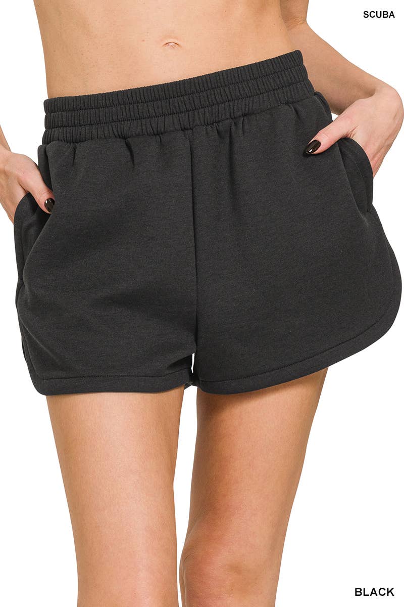 0810 Elastic Waistband Dolphin Shorts w/ Pockets SI-27269