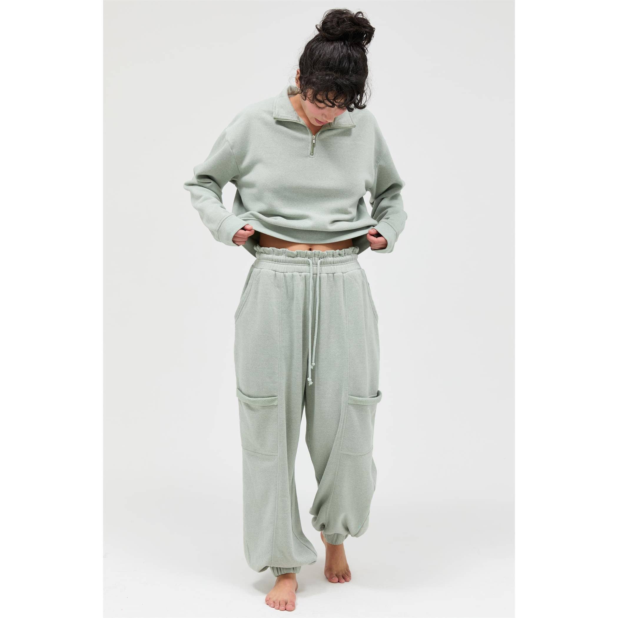 Ruffle Waist Burnout Jogger Pants