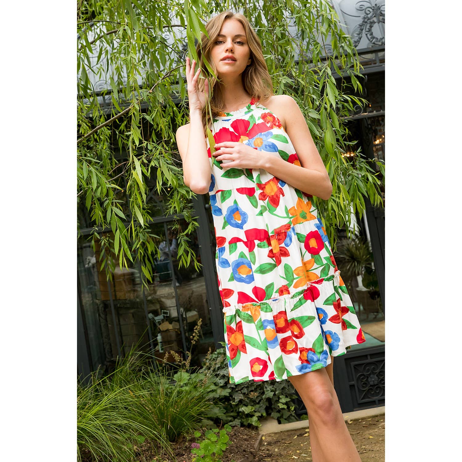 Halter Floral Print Dress