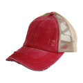 BT-780 C.C Criss Cross Pony Cap Red/Beige