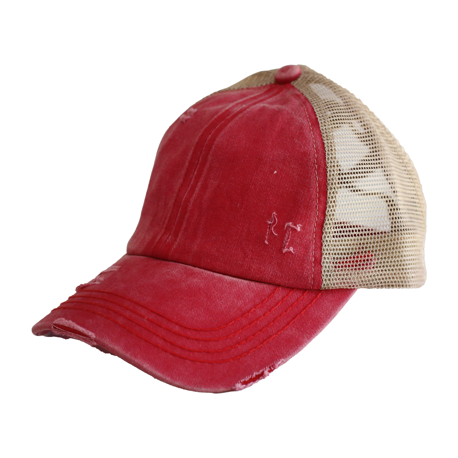 BT-780 C.C Criss Cross Pony Cap Red/Beige