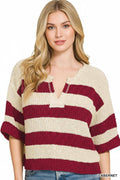 .0316 Split Neck Stripe Sweater SI-29604