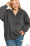 ....0807 Plus Acid Wash Fleece Half Zip Pullover SI-28130