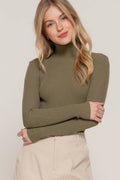 '..._ Fitted Turtle Neck Viscose Rib Sweater