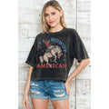 Howdy American Cowboy - Mineral Wash Cropped Top