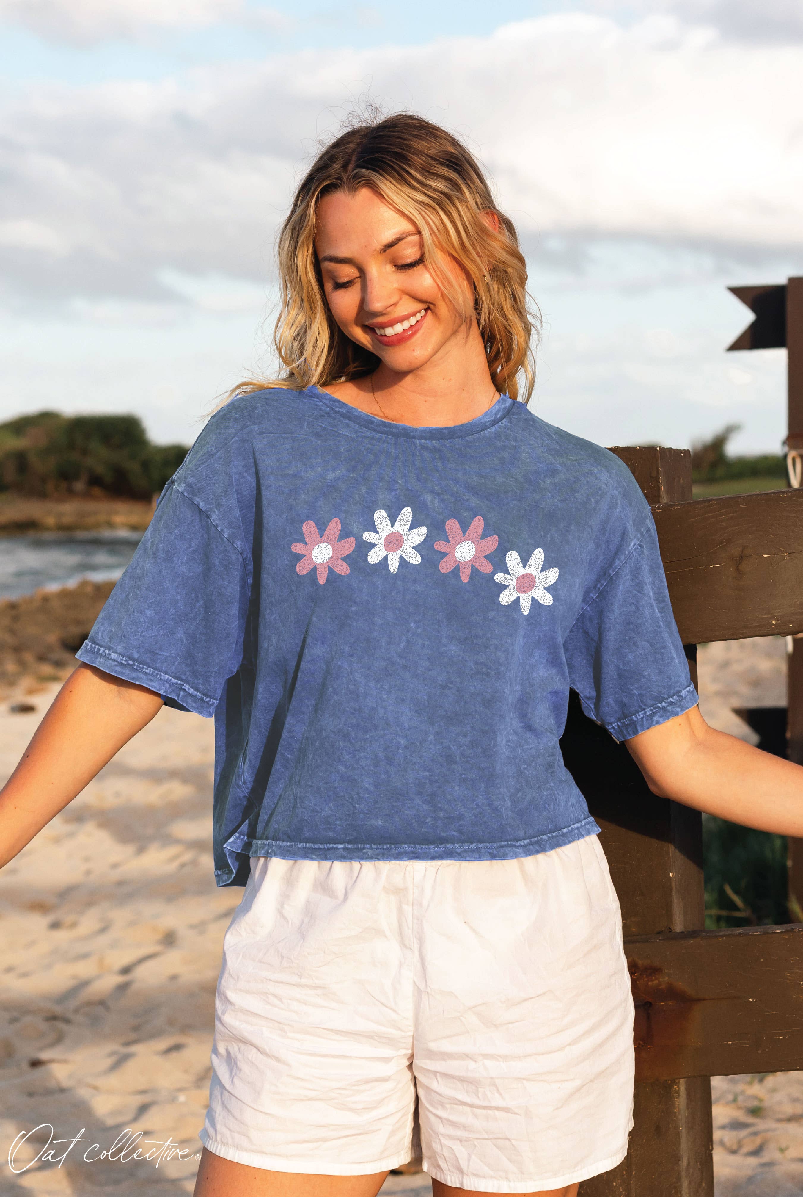 Daisy Row Cropped Mineral Graphic Top