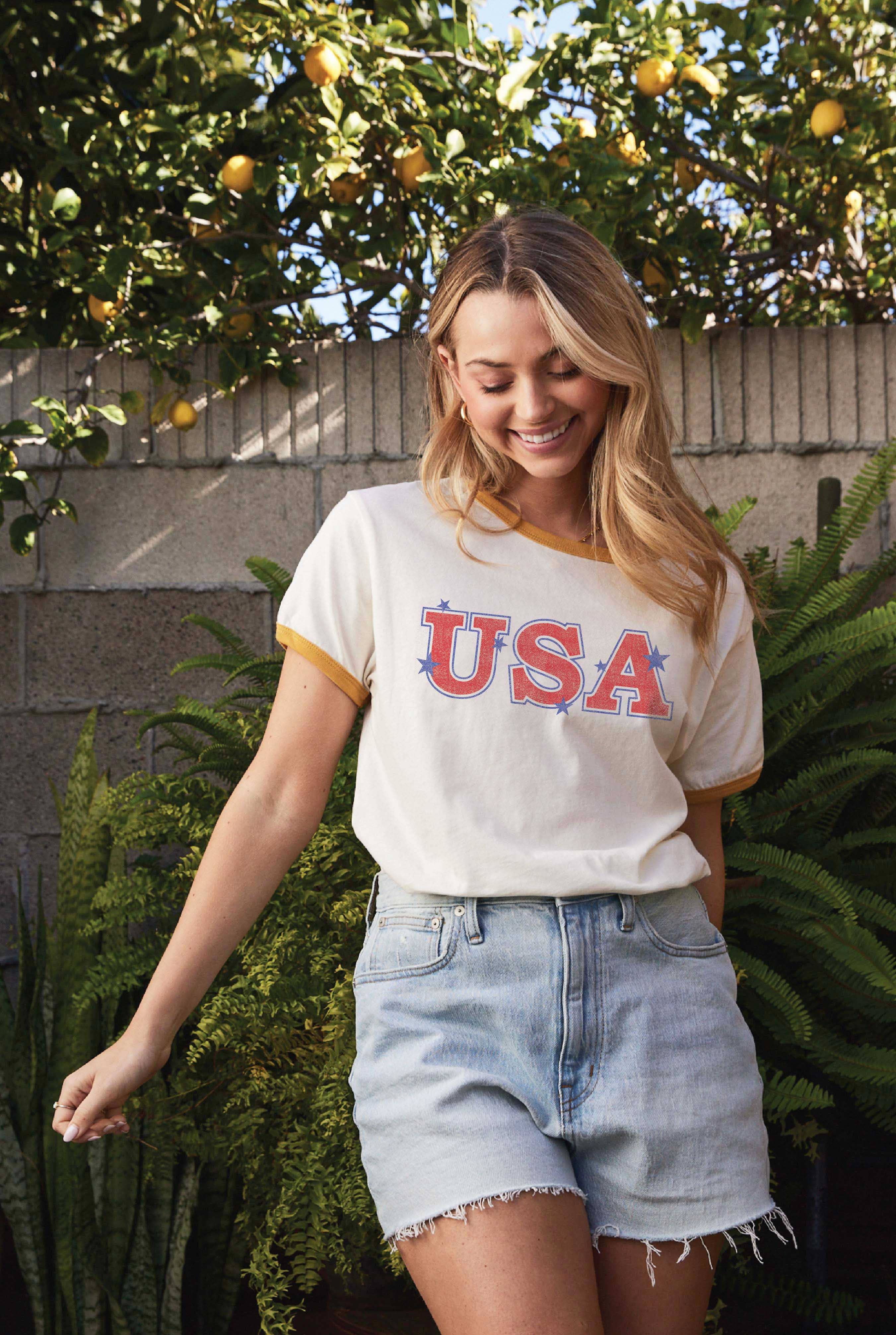 USA  Ringer Graphic T-Shirt