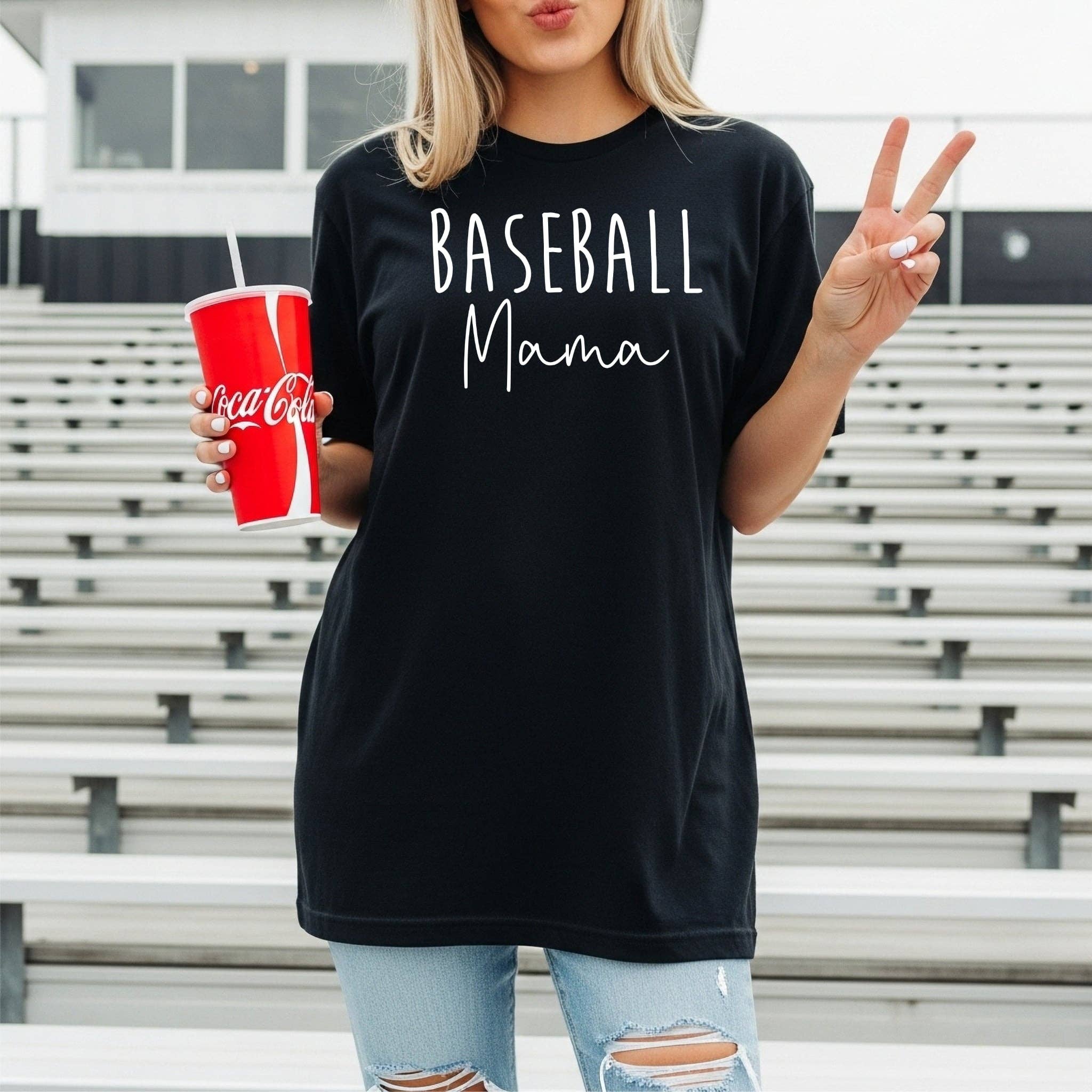 Baseball Mama Glitter Black Bella Game Day Graphic Tee