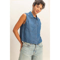 Sleeveless Button-Up Top