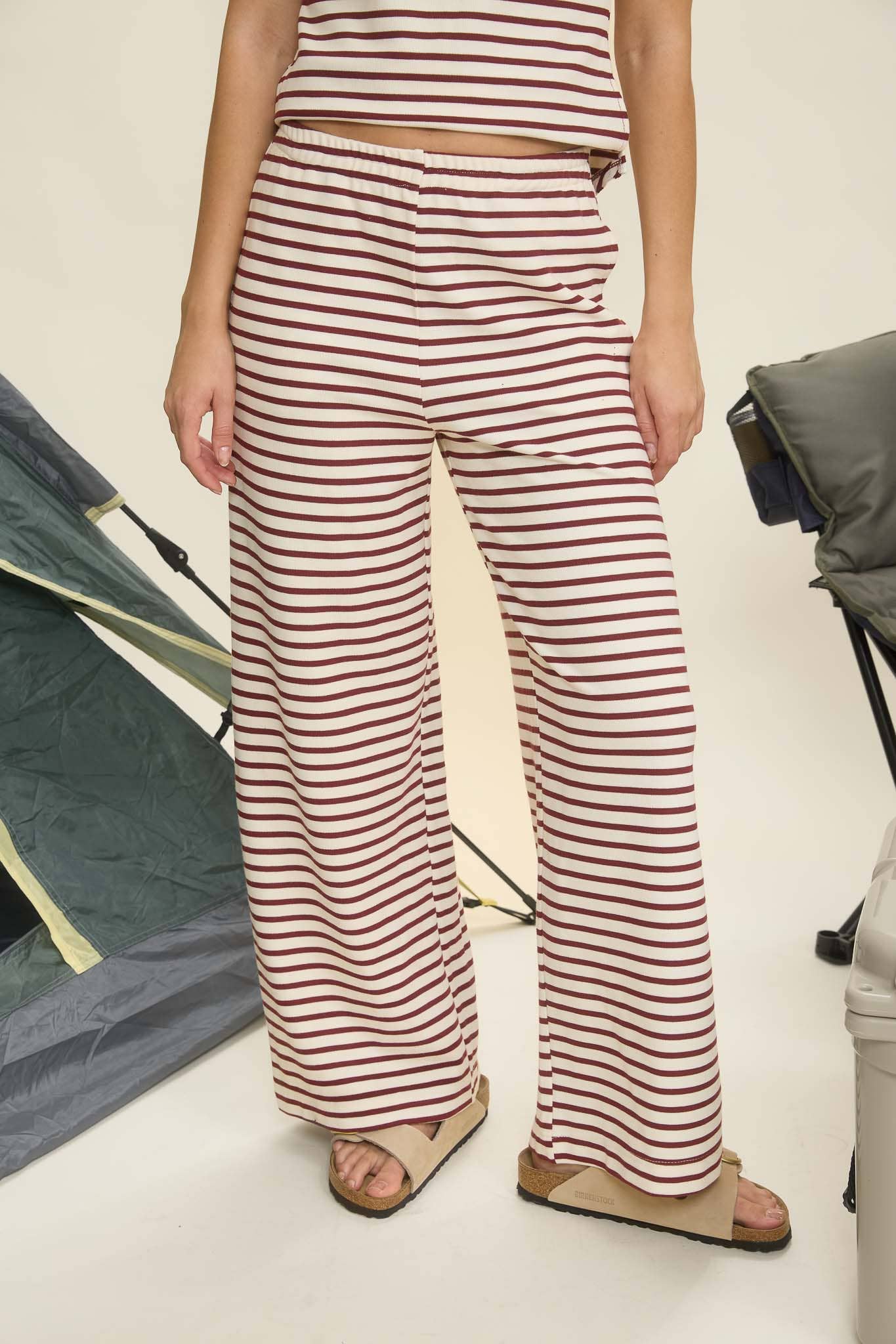 Stripe Wide Leg Knit Lounge Pants