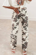 Western Apparel Cow Spots Printed Multi Pocketed Jeans