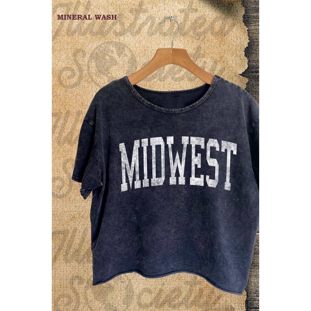 Midwest Vintage Graphic Mineral Wash Crop Top