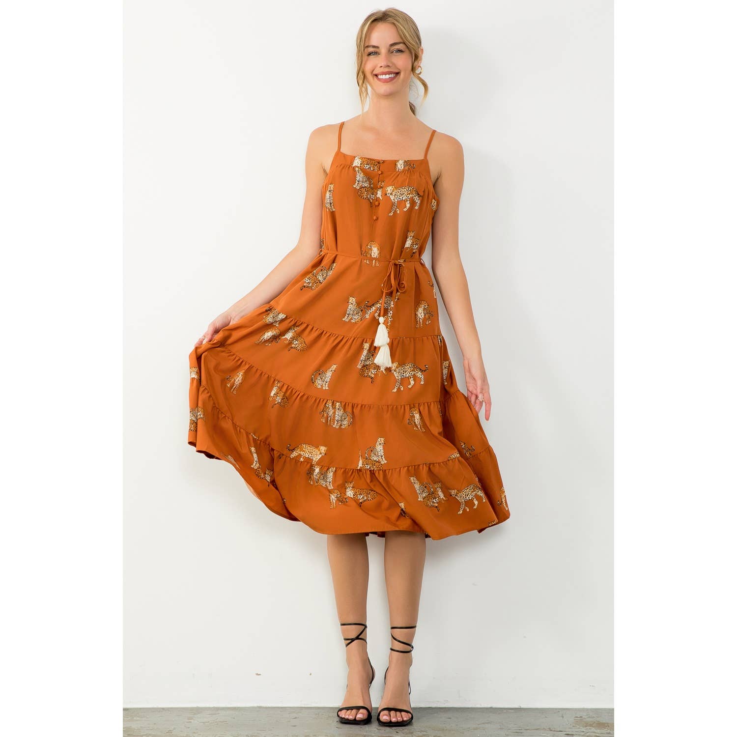 Cheetah Print Tiered Dress
