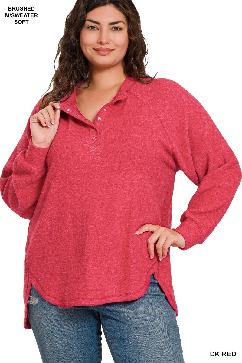 ...SI-25395 Plus Brushed Melange Hacci Oversized 7 Button Henle