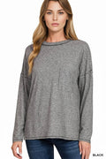 0107 Soft Melange Hacci Round Neck Long Sleeve Tee SI-28779