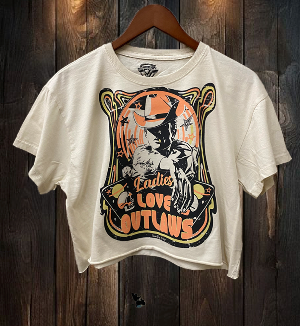 Ladies Love Outlaws Vintage Relaxed Crop T-Shirt