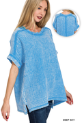 1016 Acid Washed Double Gauze Cuffed Short Sleeve Tee SI-27649