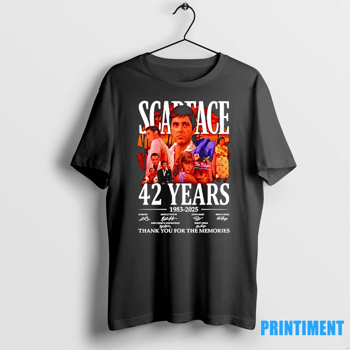 Al Pacino Michelle Pfeiffer Steven Bauer Robert Loggia Mary Elizabeth Scarface 42 Years Signature Tshirts