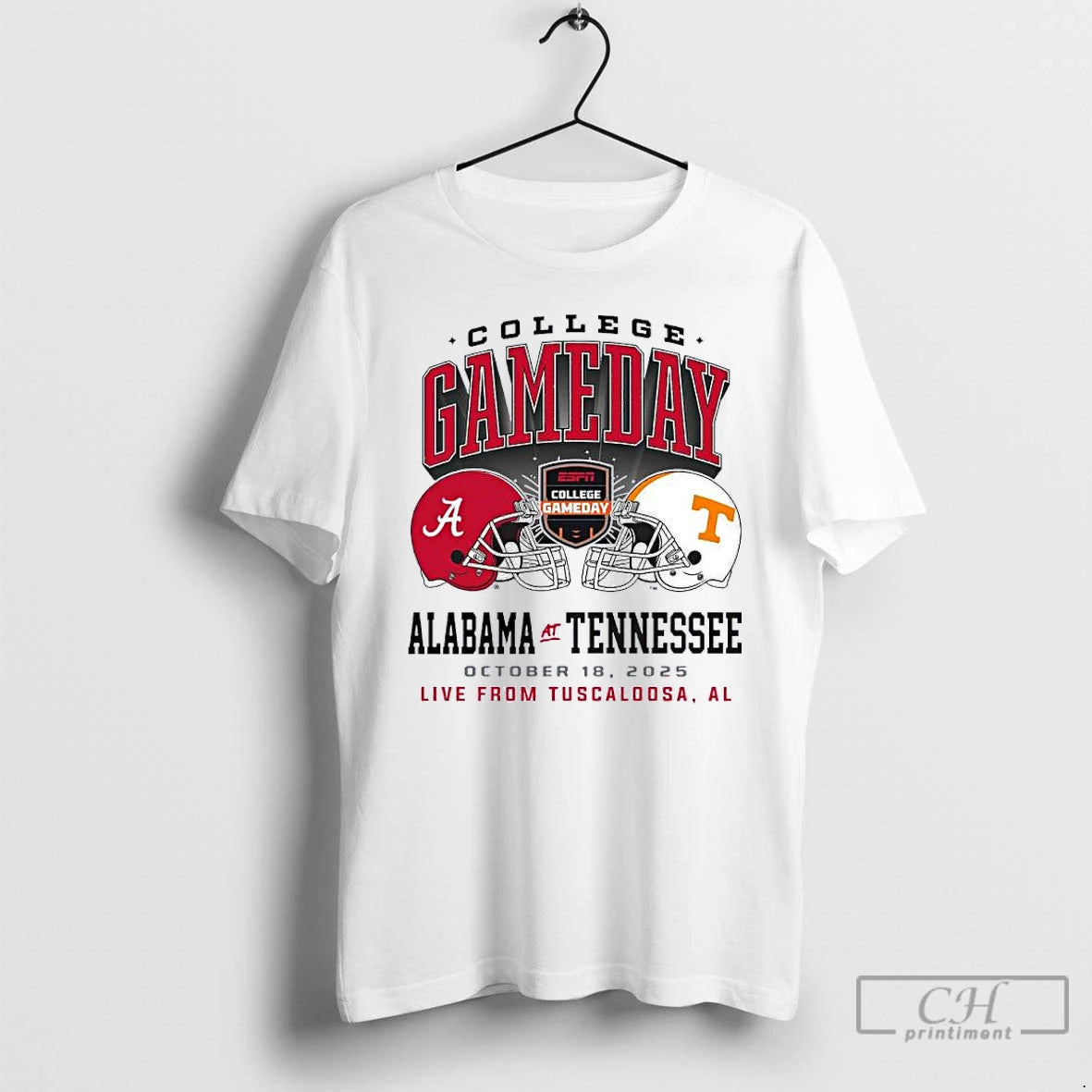 Classic 2025 College Gameday Alabama Vs Tennessee Duel Helmet T Shirts