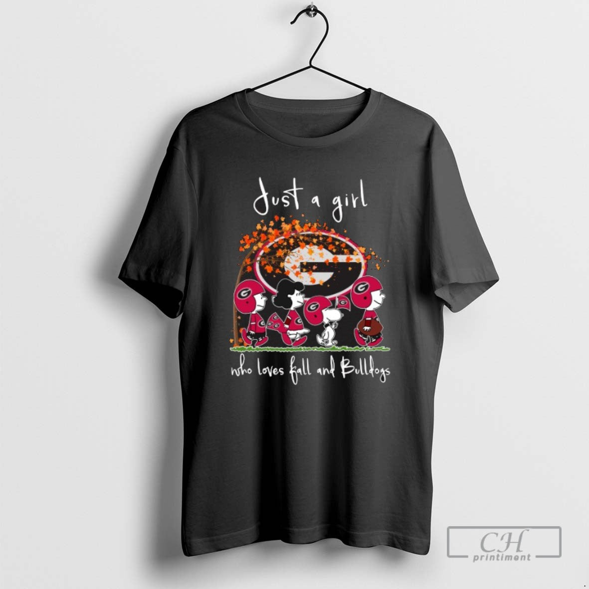 Classic 2025 Peanuts Characters Just A Girl Who Loves Fall And Georgia Bulldogs T Shirts