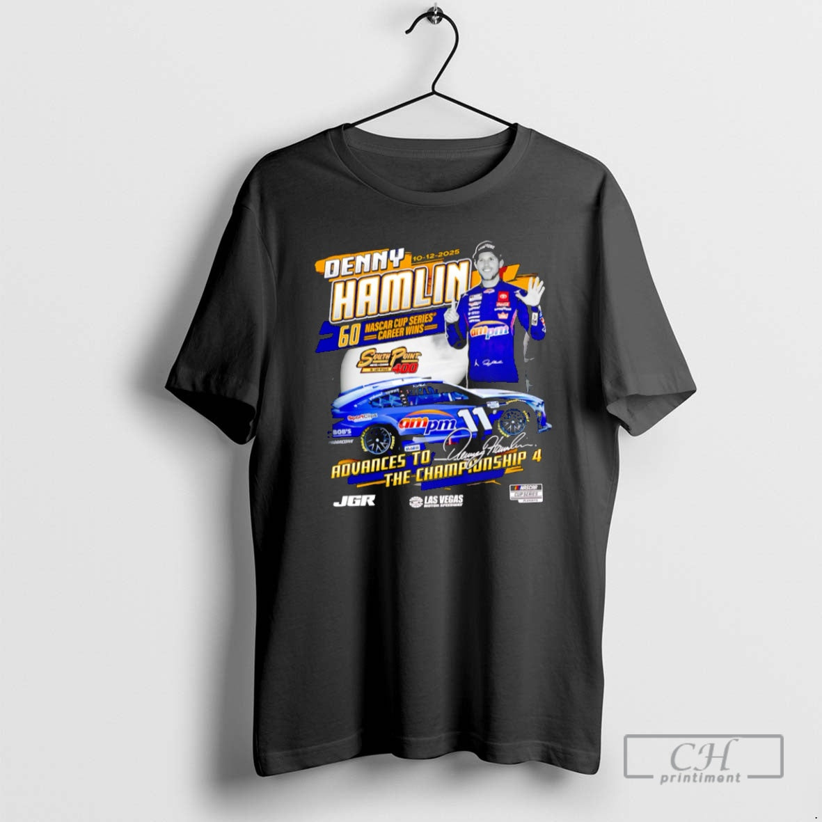 Classic 2025 South Point 400 Race Winner Denny Hamlin Checkered Flag Sports Shirt Sweater