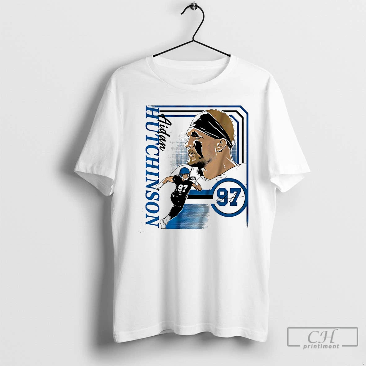 Classic Aidan Hutchinson 97 Detroit Lions Collage Frame Signature T Shirts