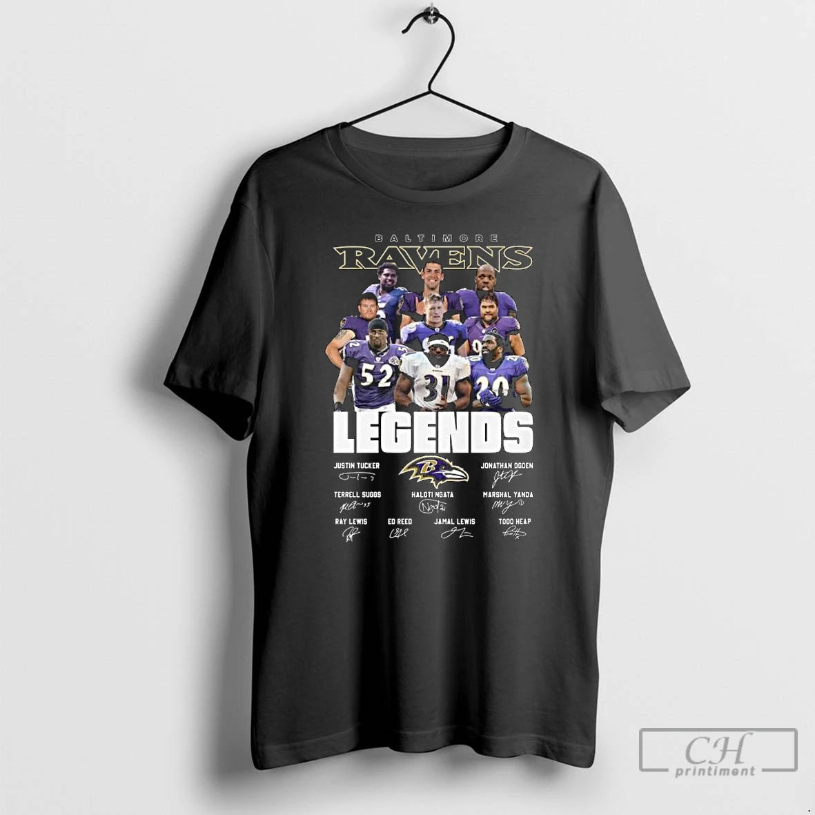 Classic Baltimore Ravens Legends Players Signatures 2025 Long Sleve T Shirts